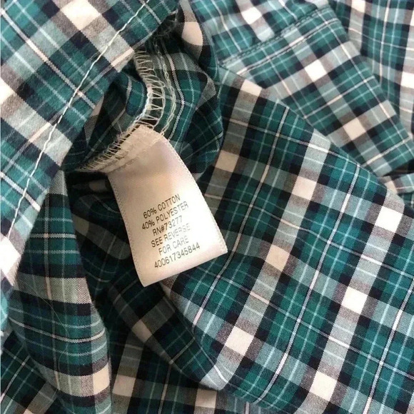 Croft & Barrow Men’s L Blue/Green and White Plaid Button Down Collared Shirt - Picture 7 of 9